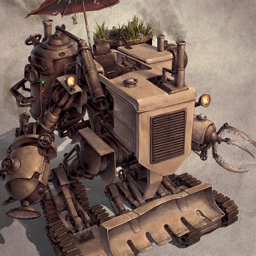 Harvester steampunk illustration.