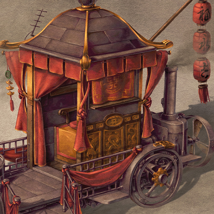 Detail of Chinese steampunk Bridal Carriage.