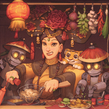 Steampunk Foodtruck illustration.